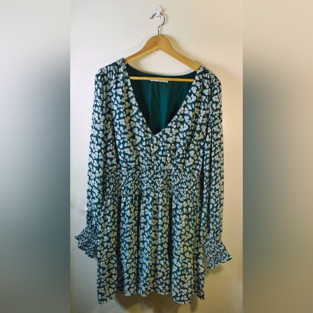 Abercrombie & Fitch Green Floral Dress, Sz Large